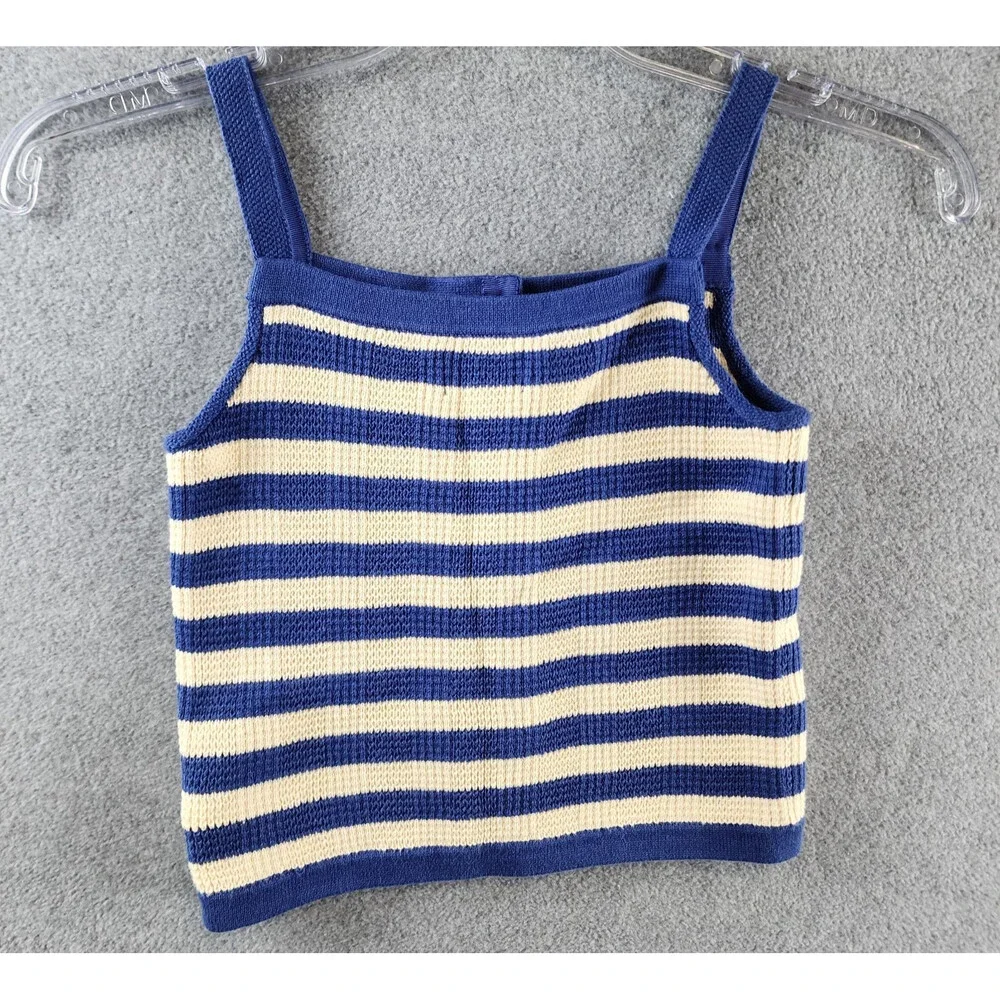 Polo Ralph Lauren Sleeveless Striped Sweater Top&Shorts Set Girls 6X Blue/Cream